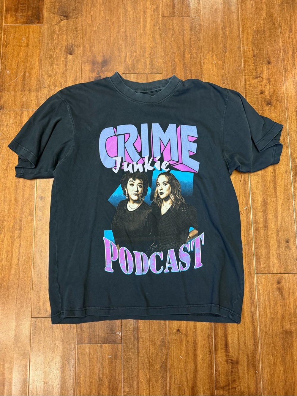 Crime Junkie Podcast Graphic T-Shirt Women’s Large Black True Crime Tee